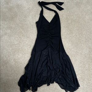 Trixxi Women’s Date Night Evening Dress lined glitter handkerchief hemline